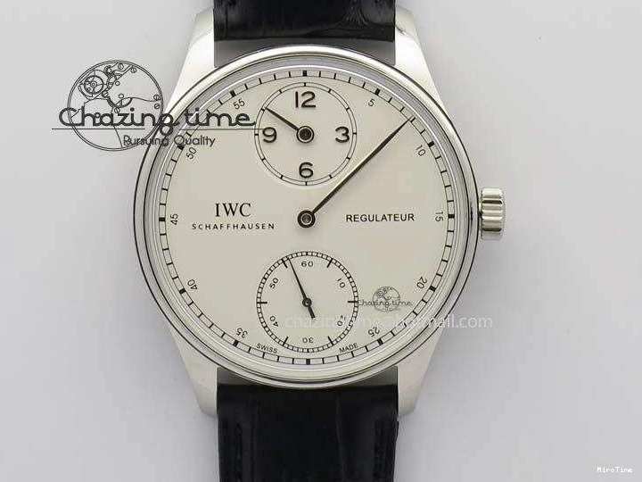 MIROTIME 0424 Effortless Portuguese IW544404 SS White Dial On Black Leather Strap A 7257